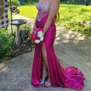 Elegant Pink Strapless Gown